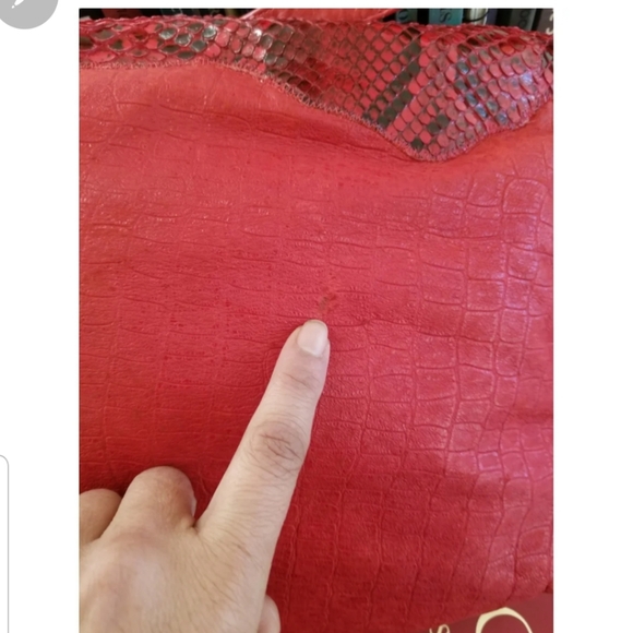 Rare Vintage  Carlos Falchi red python  buffalo shoulder bag - Picture 11 of 11